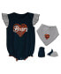 ფოტო #1 პროდუქტის Girls Newborn and Infant Navy, Heathered Gray Chicago Bears All The Love Bodysuit Bib and Booties Set