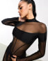 Фото #2 товара Heiress Beverly Hills premium sheer panelled sheer bodysuit co-ord in black