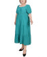 Фото #4 товара Plus Size Short Sleeve Tiered Midi Dress