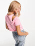 Calvin Klein Jeans cutout baby t-shirt in pink - exclusive to ASOS Pink Aura, M - фото #1