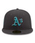 Фото #2 товара Men's Graphite Oakland Athletics Print Undervisor 59FIFTY Fitted Hat
