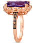 Grape Amethyst (5-1/10 ct. t.w.) & Diamond (3/8 ct. t.w.) Halo Statement Ring in 14k Rose Gold