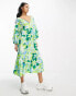 Фото #6 товара ASOS DESIGN Petite chuck on smock midi dress in green floral