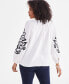 Фото #4 товара Women's Split-Neck Long-Sleeve Embroidery Peasant Blouse, Created for Macy's