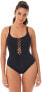 Фото #1 товара Skinny Dippers 281262 Lace Up Front Removable Cup One Piece Swimsuit, Size M