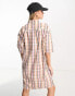 Fred Perry check shirt dress in cream