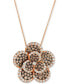 ფოტო #1 პროდუქტის Chocolate Diamond & Nude Diamond Flower Adjustable 20" Pendant Necklace (2-1/3 ct. t.w.) in 14k Rose Gold