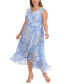 Фото #1 товара Plus Size Ruffled Floral-Print Faux-Wrap Dress