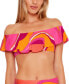 Фото #1 товара Women's Vivid Vista Printed Ruffled Bandeau Bikini Top, Created for Macy's