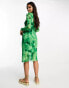 Vero Moda printed mesh midi dress in green