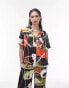 Фото #2 товара Topshop co ord abstract artsy print satin resort shirt in multi