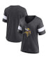 ფოტო #4 პროდუქტის Women's Heathered Charcoal, White Minnesota Vikings Distressed Team Tri-Blend V-Neck T-shirt