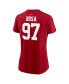 Women's Nick Bosa Scarlet San Francisco 49ers Super Bowl LVIII Patch Player Name and Number T-shirt