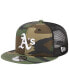 Фото #1 товара Men's Camo Oakland Athletics Woodland Camo Trucker 9FIFTY Snapback Hat