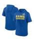 Men's Heather Royal Los Angeles Rams Push Short Sleeve Pullover Hoodie