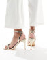 Glamorous Wide Fit bow barely there heeled sandals in gold