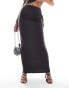 Kaiia slinky ruched folded waist column maxi skirt co-ord in charcoal