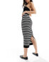 Фото #2 товара ASOS DESIGN seamless tubular midi skirt in black and white stripe