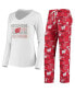 ფოტო #1 პროდუქტის Women's Red, White Wisconsin Badgers Flagship Long Sleeve T-shirt and Pants Sleep Set