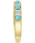 Фото #4 товара EFFY® Diamond (1/4 ct. t.w.) & Turquoise (2-1/2mm) Band Ring In 14k Gold