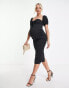 Фото #8 товара ASOS DESIGN Maternity off shoulder tie front midi dress in black