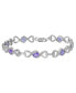 Amethyst (3-1/2 ct. t.w) & White Topaz Heart Link Bracelet in Sterling Silver