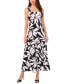 Printed Square-Neck Smocked-Back Maxi Dress