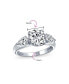 ფოტო #5 პროდუქტის Timeless 3CT AAA CZ Trillion Side Stones Promise Cubic Zirconia Brilliant Cut Solitaire Round Engagement Ring For Women .925 Sterling Silver