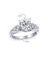 ფოტო #4 პროდუქტის Timeless 3CT AAA CZ Trillion Side Stones Promise Cubic Zirconia Brilliant Cut Solitaire Round Engagement Ring For Women .925 Sterling Silver