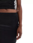 ASOS DESIGN satin maxi skirt with lace insert in black