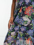 Hope & Ivy Maternity puff sleeve midi tea dress in blue floral