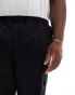 DTT Plus slim fit garment dyed cuffed cargo trousers in black