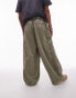 Topman wide leg washed cargos in khaki