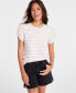 ფოტო #1 პროდუქტის Women's Knot-Detail Puff-Sleeve Top, Created for Macy's