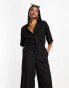 Фото #6 товара ASOS DESIGN Tall oversized tie waist shirt jumpsuit in black