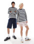 Kickers unisex crew neck sweat with embroidered logo on chest in stripe