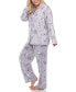 ფოტო #3 პროდუქტის Plus Size Long Sleeve Floral Pajama Set, 2-Piece