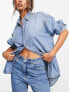 Фото #1 товара ASOS DESIGN minimal denim shirt in washed blue