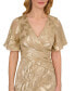 ფოტო #3 პროდუქტის Women's Foil Leaf Flutter-Sleeve Draped Gown