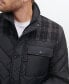 Men's Mixed Media Diamond-Like Quilt Coat