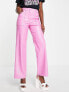 Фото #3 товара Miss Selfridge patent croc straight leg trouser with side split hem in pink