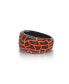 Rivers of Fire Design Sterling Silver Black Rhodium Plated, Enamel Band Men Ring