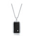 Men's Stainless Steel Black & Silver Single CZ Dog Tag Necklace