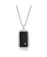 ფოტო #1 პროდუქტის Men's Stainless Steel Black & Silver Single CZ Dog Tag Necklace