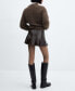 Фото #3 товара Women's Leather-Effect Pleated Mini-Skirt
