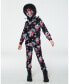 Girl Two Piece Thermal Underwear Set Black Printed Roses - Child