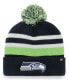 ფოტო #1 პროდუქტის Men's College Navy Seattle Seahawks State Line Cuffed Knit Hat with Pom