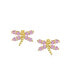 Фото #4 товара CZ Tiny Cubic Zirconia Pink CZ Dragonfly Firefly Butterfly Stud Earrings 14K Yellow Gold Screw back