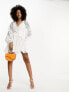Фото #7 товара Платье ASOS DESIGN - Мини с вставкой из кружев, деталями на пуговицах и поясом в белом