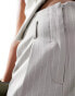 Vero Moda tailored high waisted relaxed straight leg trousers with belt loop detail in grey pinstripe